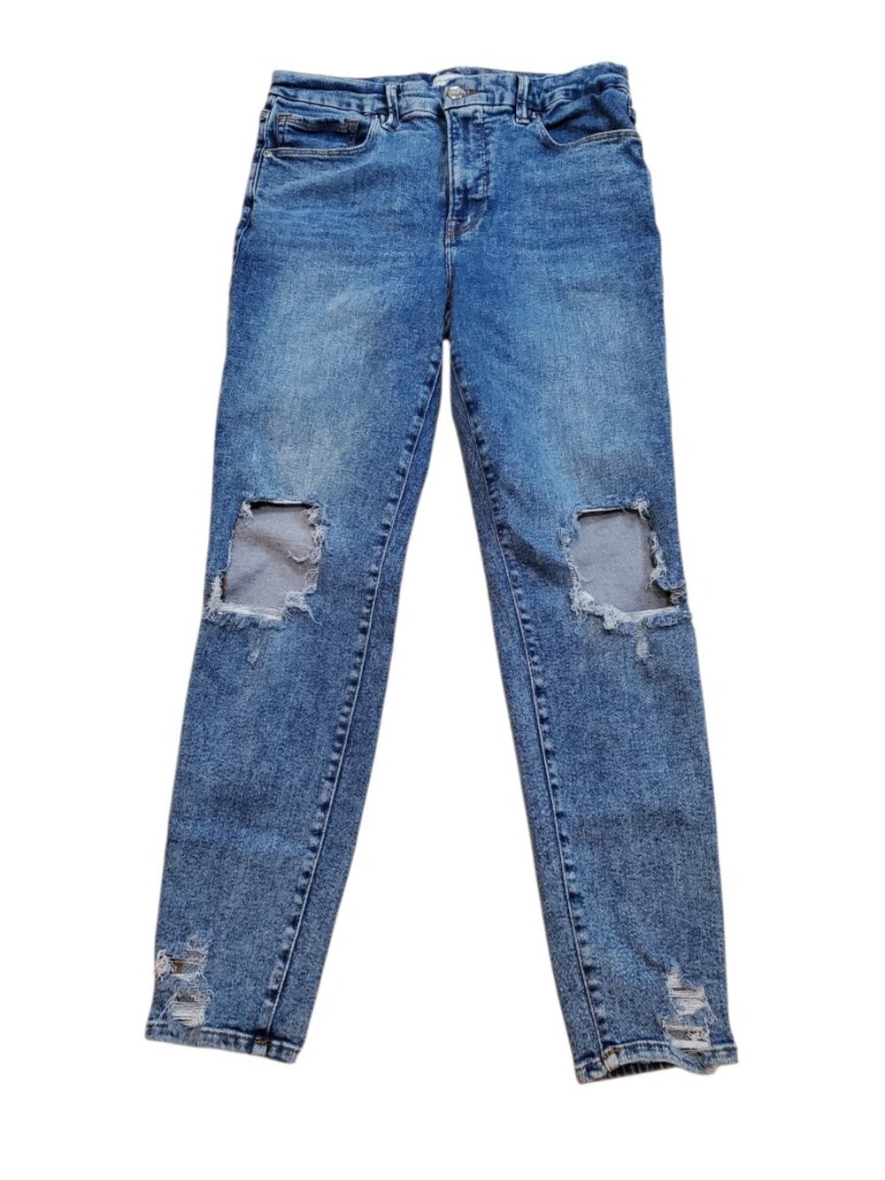 GOOD AMERICAN  Distressed Skinny Jeans | Size 12/31 | Style GL382T | Medium Wash